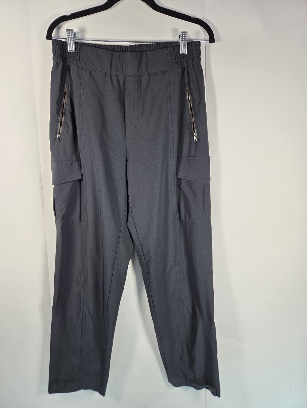 Mondetta Black Cargo Track Pants with Zipper Details